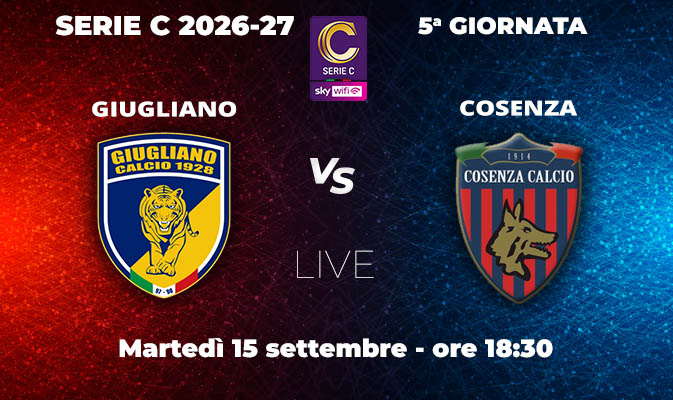 Il Cosenza con un uomo in più per tutto il secondo tempo, naufraga a Giugliano (5-2)